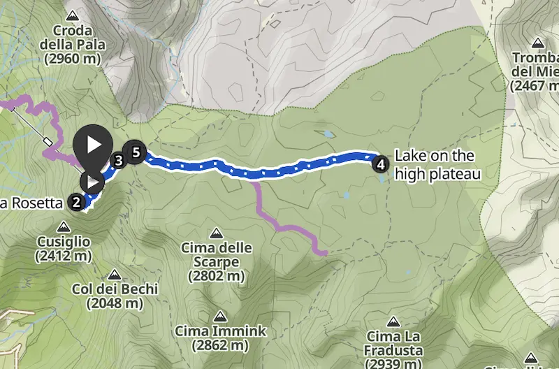 cima rosetta summit trail running routes
