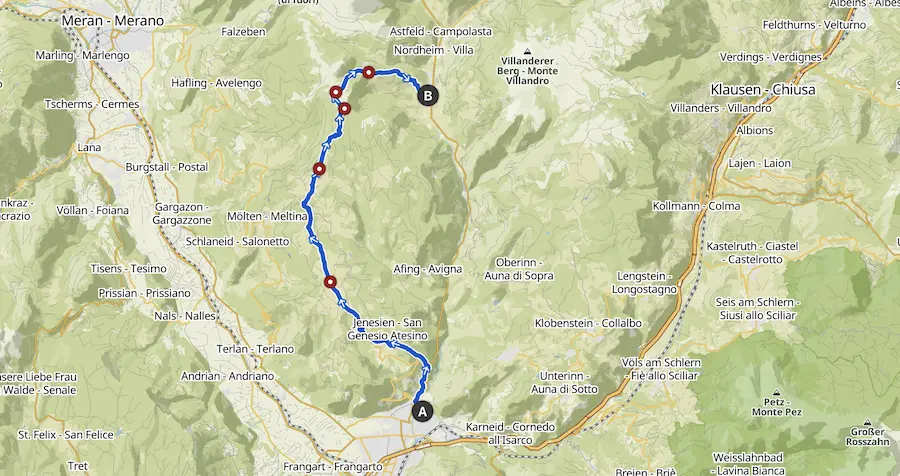 Sky trail running route dolomites