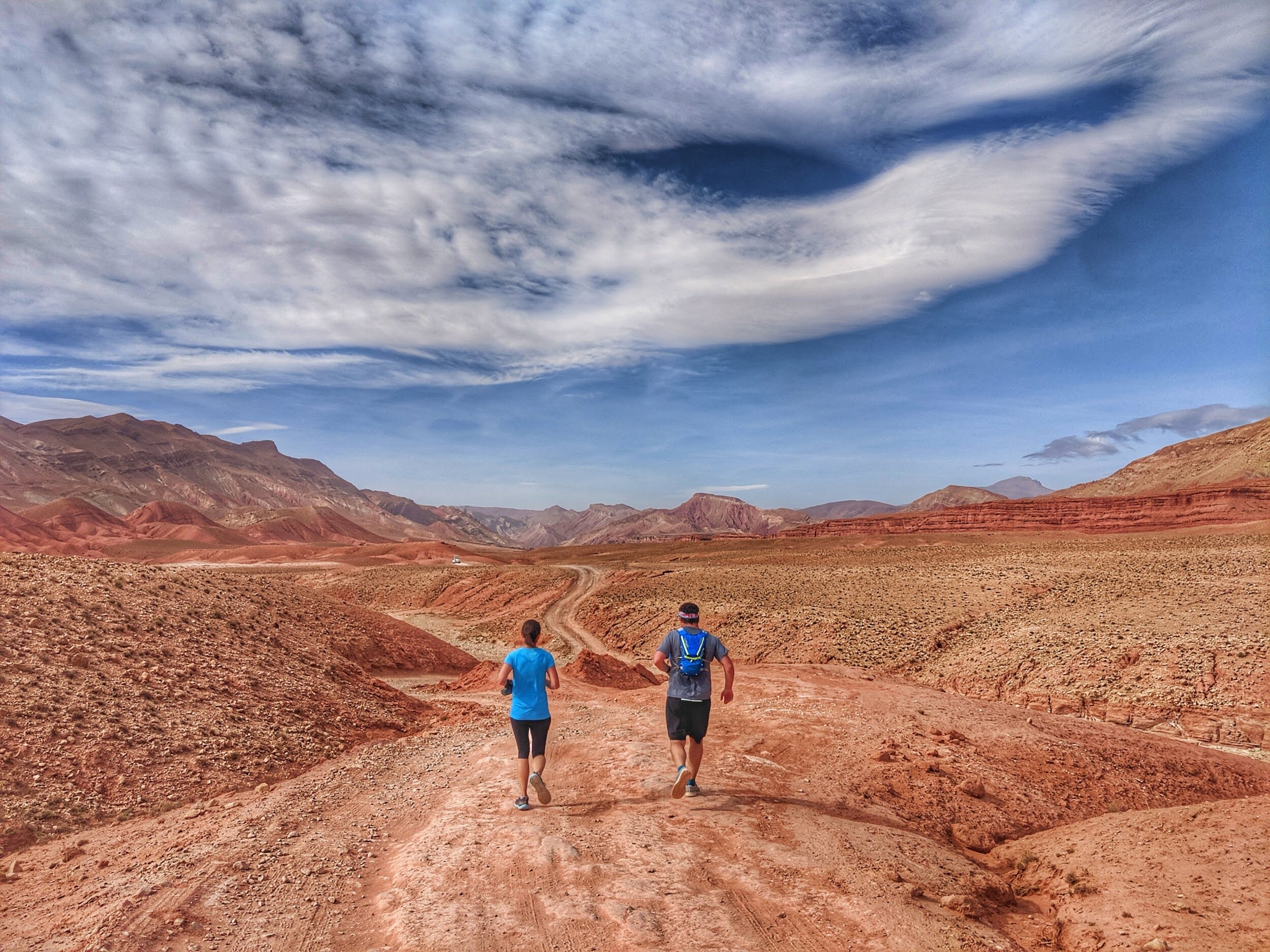 Desert running route in Morocco