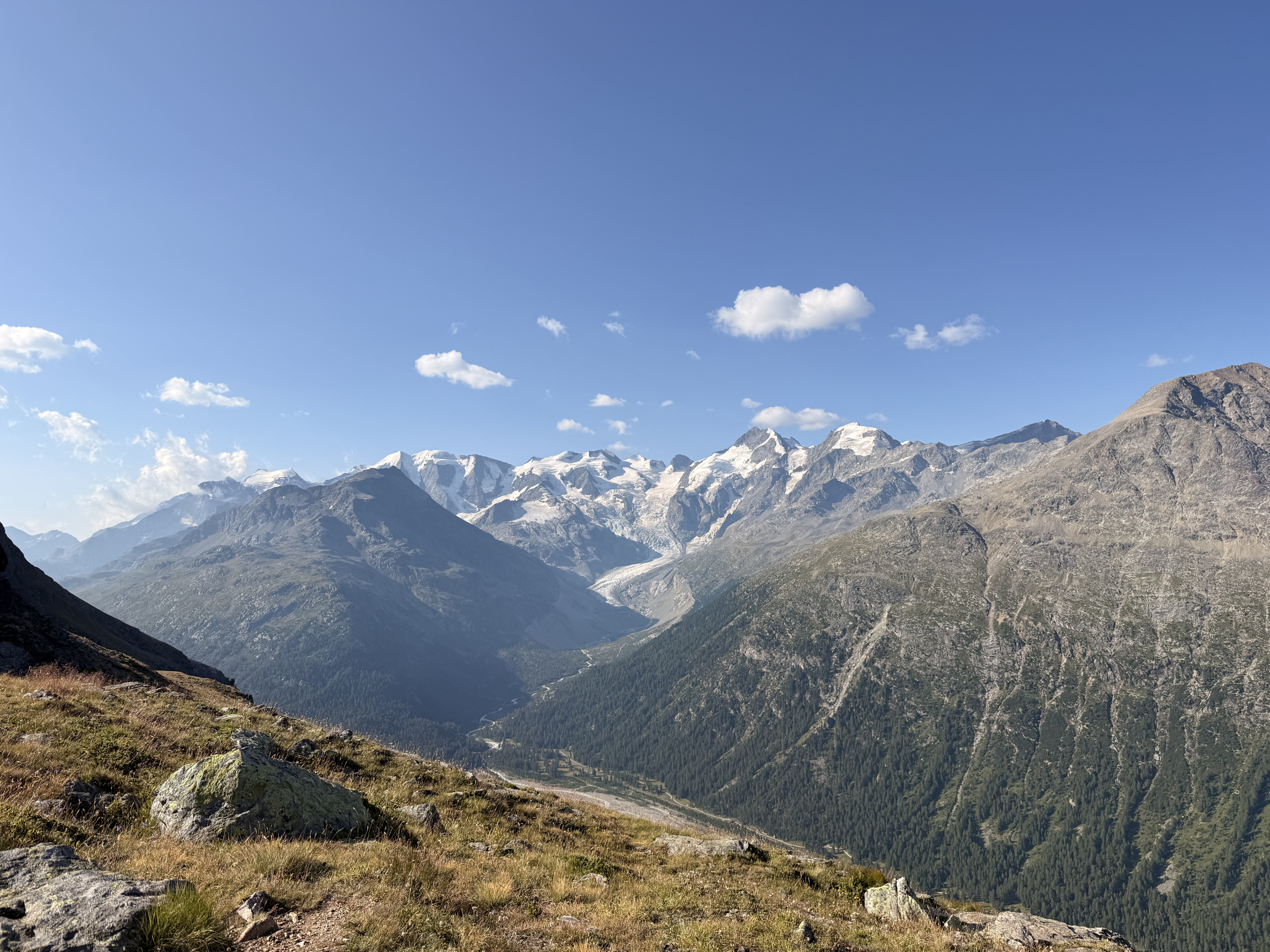 Val Morteratsch and the Bernina glaciers above Pontresina